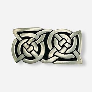 St. Justin Vintage Pewter Celtic Knot Knotwork Brooch Rectangle Viking